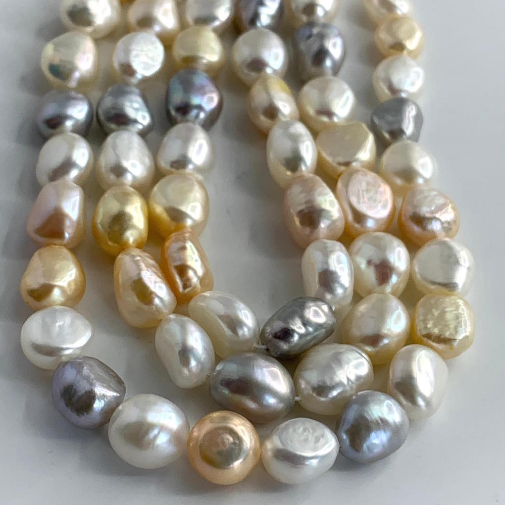 Fresh Water Cultured Mixed Pastel Colour Golden Baroque Pearls 9 10mm