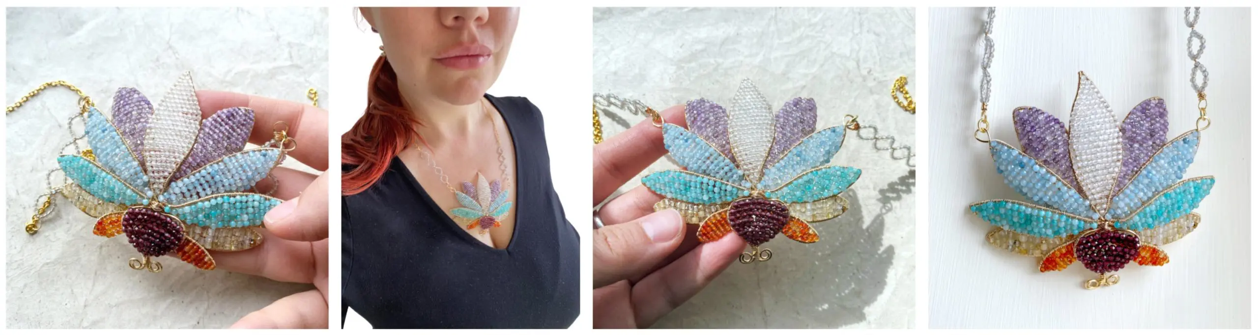  Ellieshandmadeart - Chakra Lotus Flower Beaded Necklace - Beading for Healing - Jewellery Maker