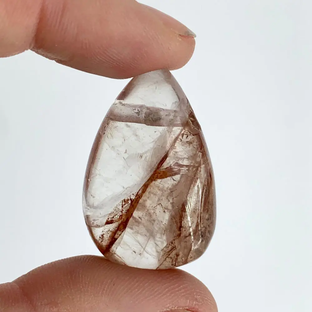 Red Hematoid Quartz Tear Drop Approx 3.5 x 2cm 2mm Drill Hole - Image 2