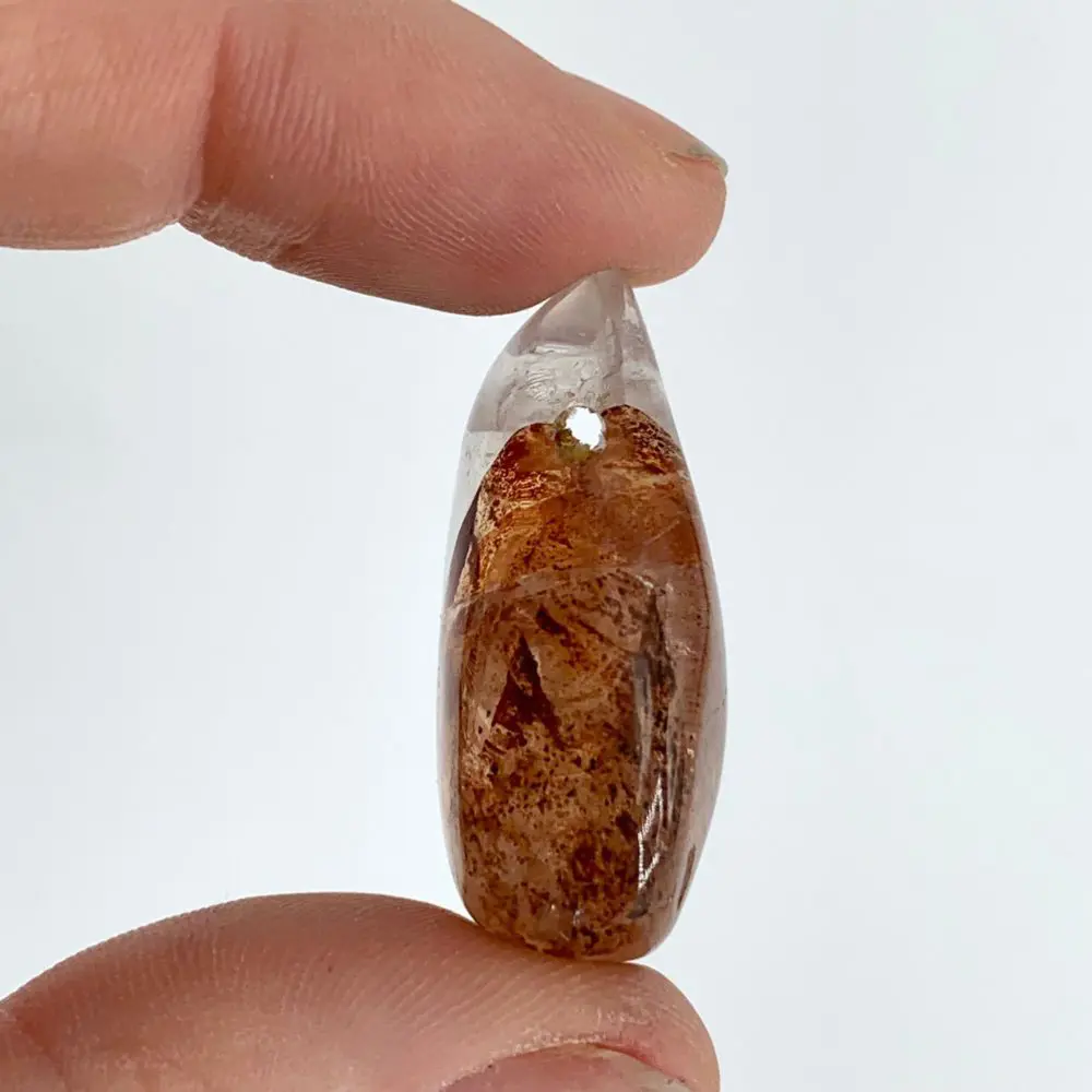 Red Hematoid Quartz Tear Drop Approx 3.5 x 2cm 2mm Drill Hole - Image 3