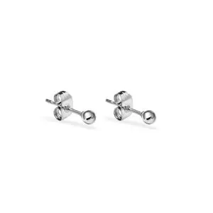 Sterling Silver 3mm Ball Stud Rhodium Plated Approx 14mm Post 1 Pair