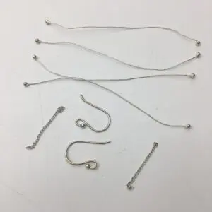 Sterling Silver Earrings Findings Kit inc Fish Hook 2 Pieces, Chain 2 Pieces and Headpin 4 Pieces