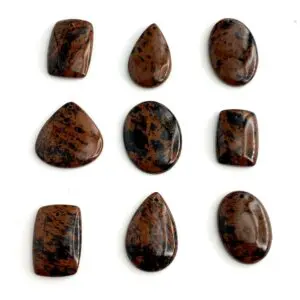 Mahogany Obsidian Mixed Shape Top Drilled Cabochons Approx 20 - 25mm with 0.8mm Drill Hole 3 Piece Pack