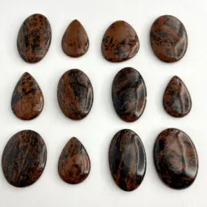 Mahogany Obsidian Mixed Shape Top Drilled Cabochons Approx 30 - 40mm with 0.8mm Drill Hole 2 Piece Pack