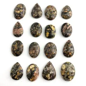 Leopard Skin Jasper Mixed Shape Cabochons Approx 20 - 25mm 3 Piece Pack