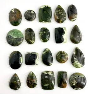 Chrome Chalcedony Mixed Shape Top Drilled Cabochons Approx 20 - 25mm with 0.8mm Drill Hole 5 Piece Pack