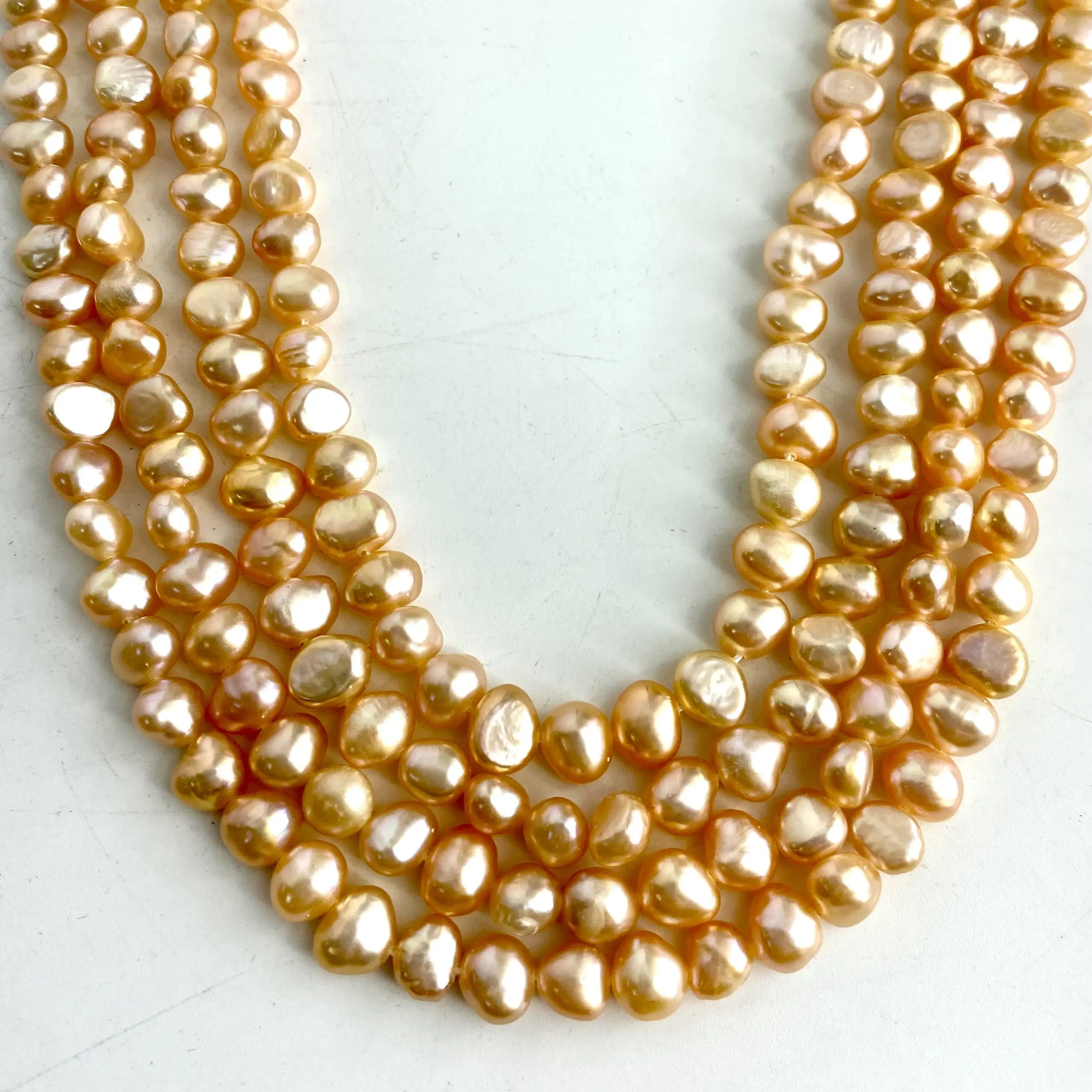 Freshwater Cultured Peach Pearl Nuggets Approx 6 - 7mm 36cm String - Image 3