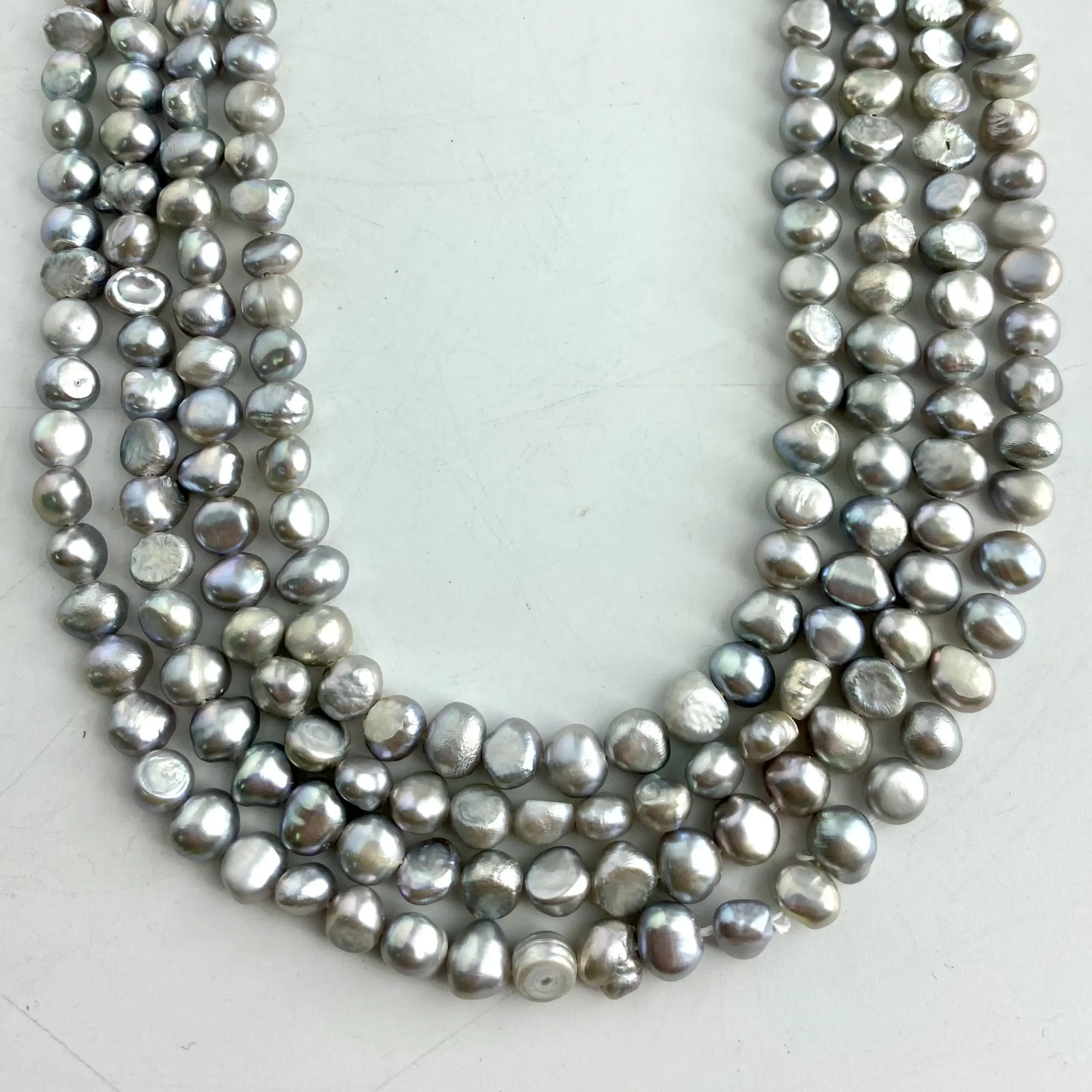 Freshwater Cultured Silver (Dyed) Pearl Nuggets SECONDS Approx 6 - 7mm 36cm String - Image 5