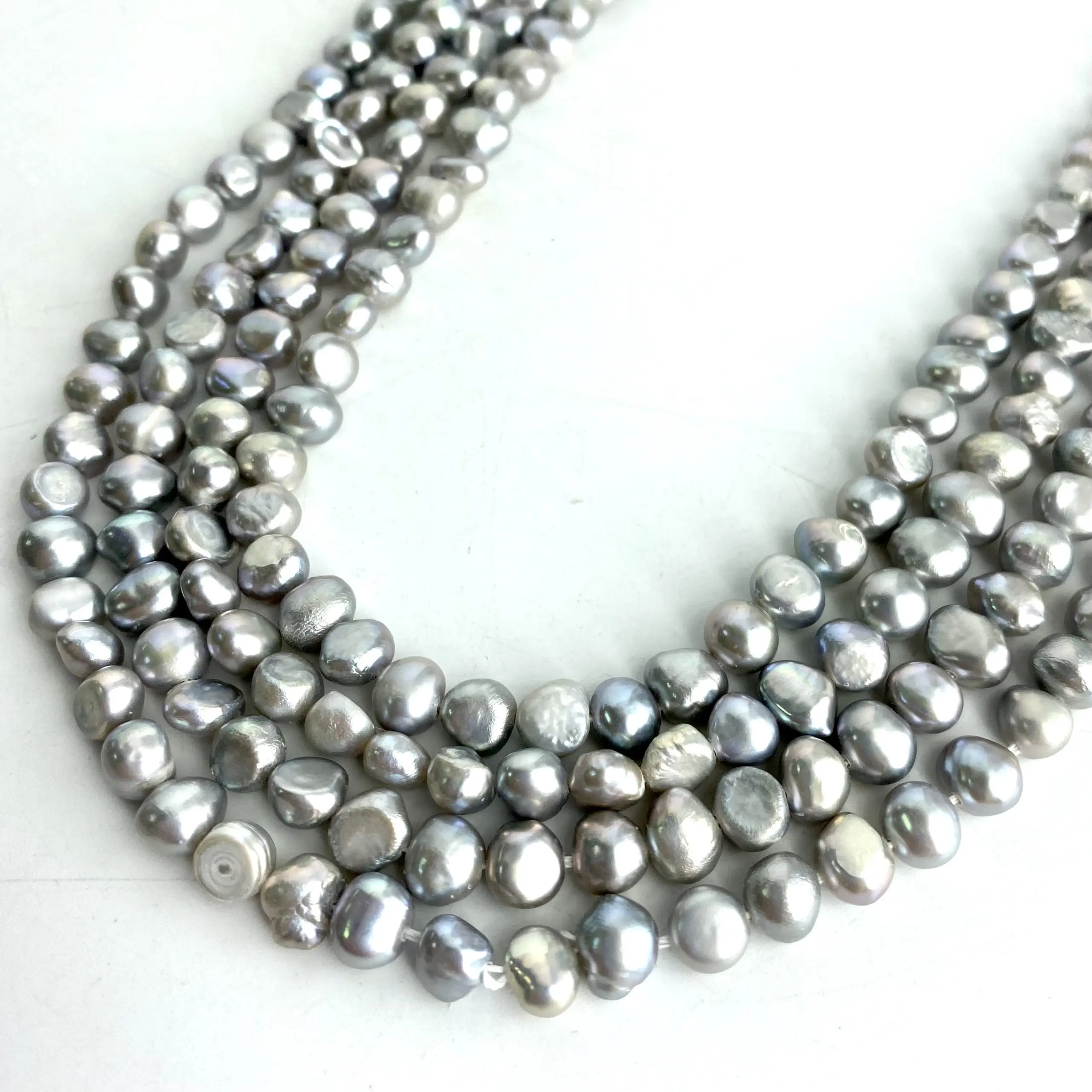 Freshwater Cultured Silver (Dyed) Pearl Nuggets SECONDS Approx 6 - 7mm 36cm String - Image 2