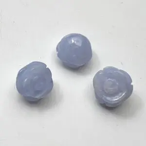 12mm Blue Lace Agate Bead - Carved Flower Side Drilled 3pcs