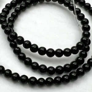 4mm Black Agate Beads - Smooth Round Gemstone Strand (38cm)