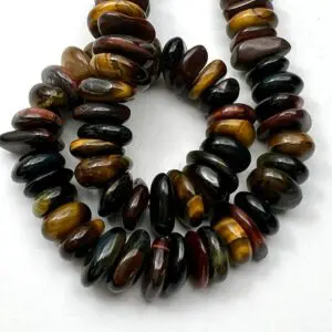 8 - 12mm Mixed Tigers Eye Beads - Irregular Slices Gemstone Strand (38cm)