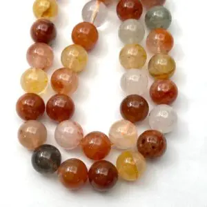 10mm Lodalite Quartz Beads - Smooth Round Gemstone Strand (38cm)