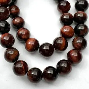 8mm Red Tigers Eye Beads - Smooth Round Gemstone Strand (38cm)