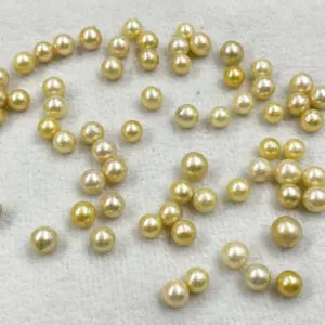 Golden South Sea Cultured Near Round Pearl Approx 6.5 - 8mm 1pc