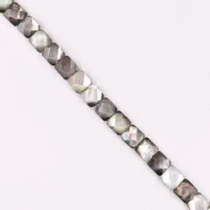 12 x 12mm Abalone Shell Silver (constructed) Beads - Square Gemstone Strand (38cm)