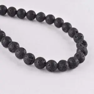 Black Lava Rock Smooth Round 6mm Beads INDIA