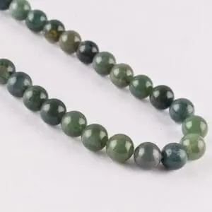 Moss Agate Smooth Round 4mm Beads INDIA