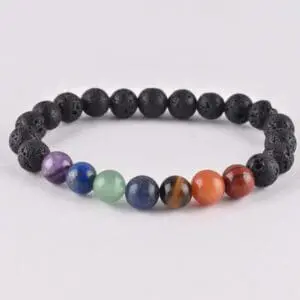 Lava Rock, Red Agate, Carnelian, Citrine, Green Aventurine, Sodalite, Lapis Lazuli & Amethyst (any may be dyed) 8mm Round Beaded Stretchy Bracelet INDIA