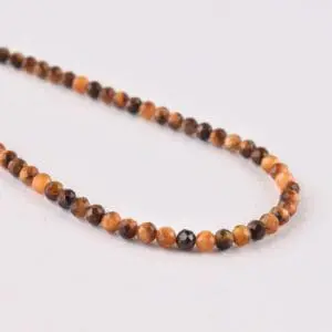 Tigers Eye 3mm Micro Faceted Round Beads 38cm Strand INDIA