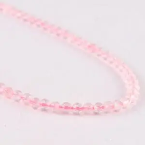 Rose Quartz 3mm Micro Faceted Round Beads 38cm Strand INDIA