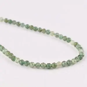 Green Strawberry Quartz 3mm Micro Faceted Round Beads 38cm Strand INDIA