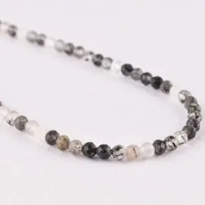 Black Rutile 3mm Micro Faceted Round Beads 38cm Strand INDIA