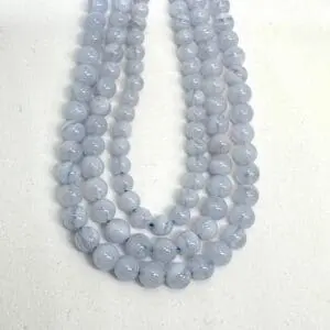 Blue Lace Agate Smooth Round Approx 4mm Beads Approx 39cm Strand