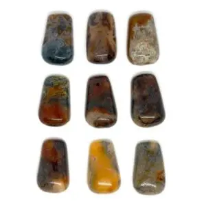 Moss Agate & Carnelian Trapezoid Shape Top Drilled Cabochon 1pc