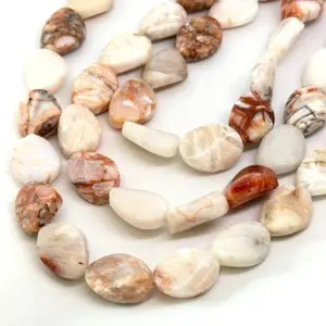 Red Bamboo Agate 13x18mm Twisted Oval Beads 38cm Strand