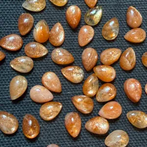 Sunstone 6 x 9mm Pear Shape Cabochons 2pcs INDIA