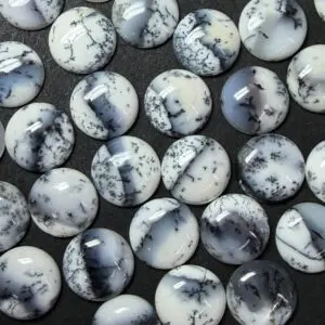 Dendritic Agate 15mm Round Cabochon 2pcs INDIA