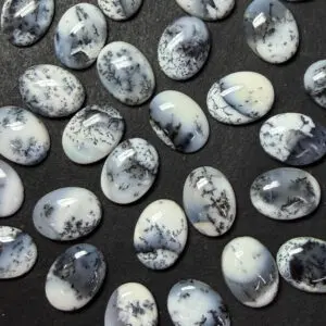 Dendritic Agate 14 x 10mm Oval Cabochon 2pcs INDIA