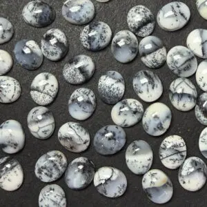 Dendritic Agate 9 x 11mm Oval Cabochon 3pcs INDIA