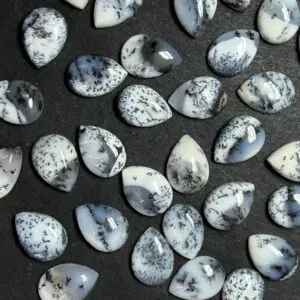 Dendritic Agate 14 x 10mm Pear Shape Cabochon 2pcs INDIA