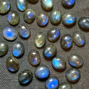 Labradorite 9 x 11mm Oval Cabochons 2pcs INDIA
