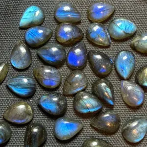 Labradorite 10 x 14mm Pear Shape Cabochons 2pcs INDIA