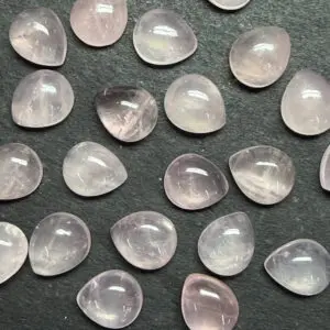 Rose Quartz 10 x 12mm Pear Shape Cabochon 2pcs INDIA