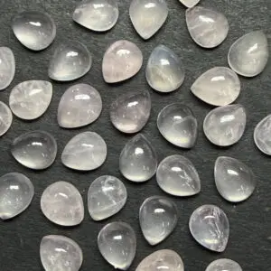 Rose Quartz 8 x 10mm Pear Shape Cabochon 3pcs INDIA