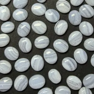 Blue Lace Agate 9 x 11mm Oval Cabochon 2pcs INDIA