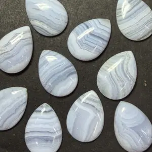 Blue Lace Agate 18 x 25mm Pear Shape Cabochon 1pc INDIA