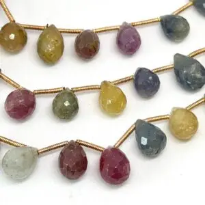 Sapphire Multi Coloured (glass filled) Faceted Drop Beads Approx 12 x 7mm