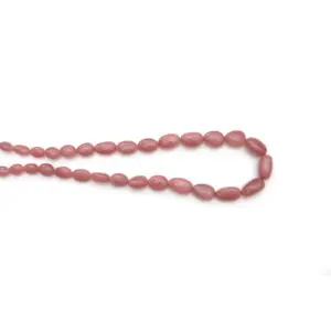 Guava Quartz beads – pink smooth tumble gemstone beads from Brazil, 18-inch strand