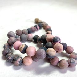 Rhodonite Matt 8mm Round Beads 38cm Strand