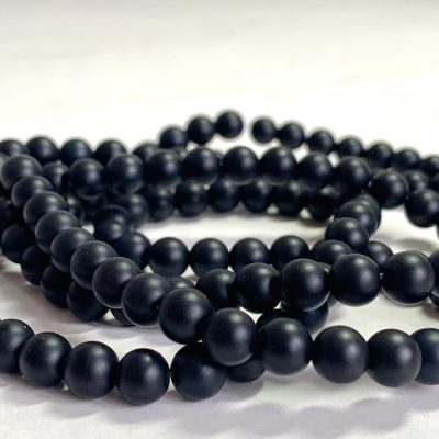 Black Agate Oiled Matt Rounds Approx 6mm Beads 38cm Strand