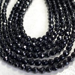 Black Agate Faceted Rounds 3mm 38cm Strand