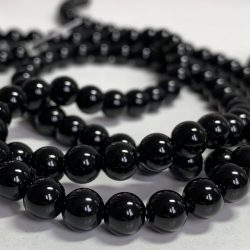Black Agate Smooth Rounds Approx 6mm Beads 38cm Strand