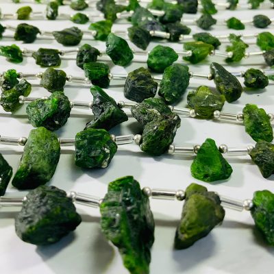 Chrome Diopside Raw Nuggets 13-18 Pieces Per Strand