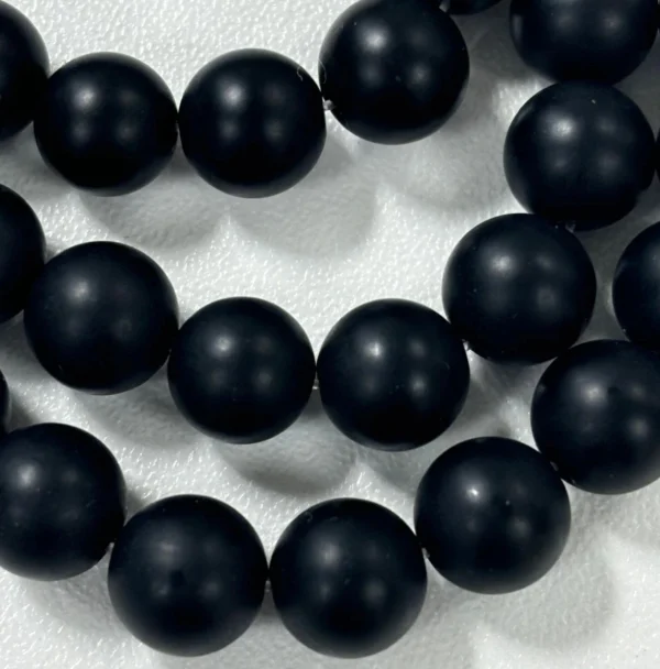 Black Agate Oiled Matt Rounds Approx 10mm Beads 38cm Strand