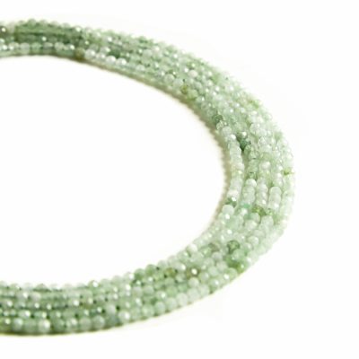 Burmese Jadeite 2.4-2.5mm Micro Faceted Beads 38cm Strand